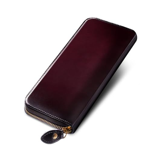 【新品】[グレヴィオ] ガラスのような輝き 本革 YKKファスナー 長財布 ガラスレザー ギフトBOX入り プレゼント ジャパンレザー ラウンドファスナー 小銭入れ ギフトボックス入り 一粒万倍日 メンズ 緑 紺 黒 赤紫 グリーン ネイビー 398a171f