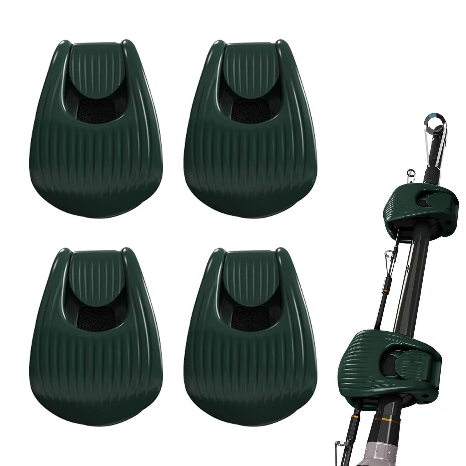 Brand New ADOFUN Fishing Pole Clip Set Anti-slip Rod Protection Portable Durable Outdoor Construction, (4 Pcs), Outdoor Fishing Rod Binding Clips Perfect for River, Lake, Surf, Travel, Garage Storage, 1.77x1.18x0.79 Inches (Green)