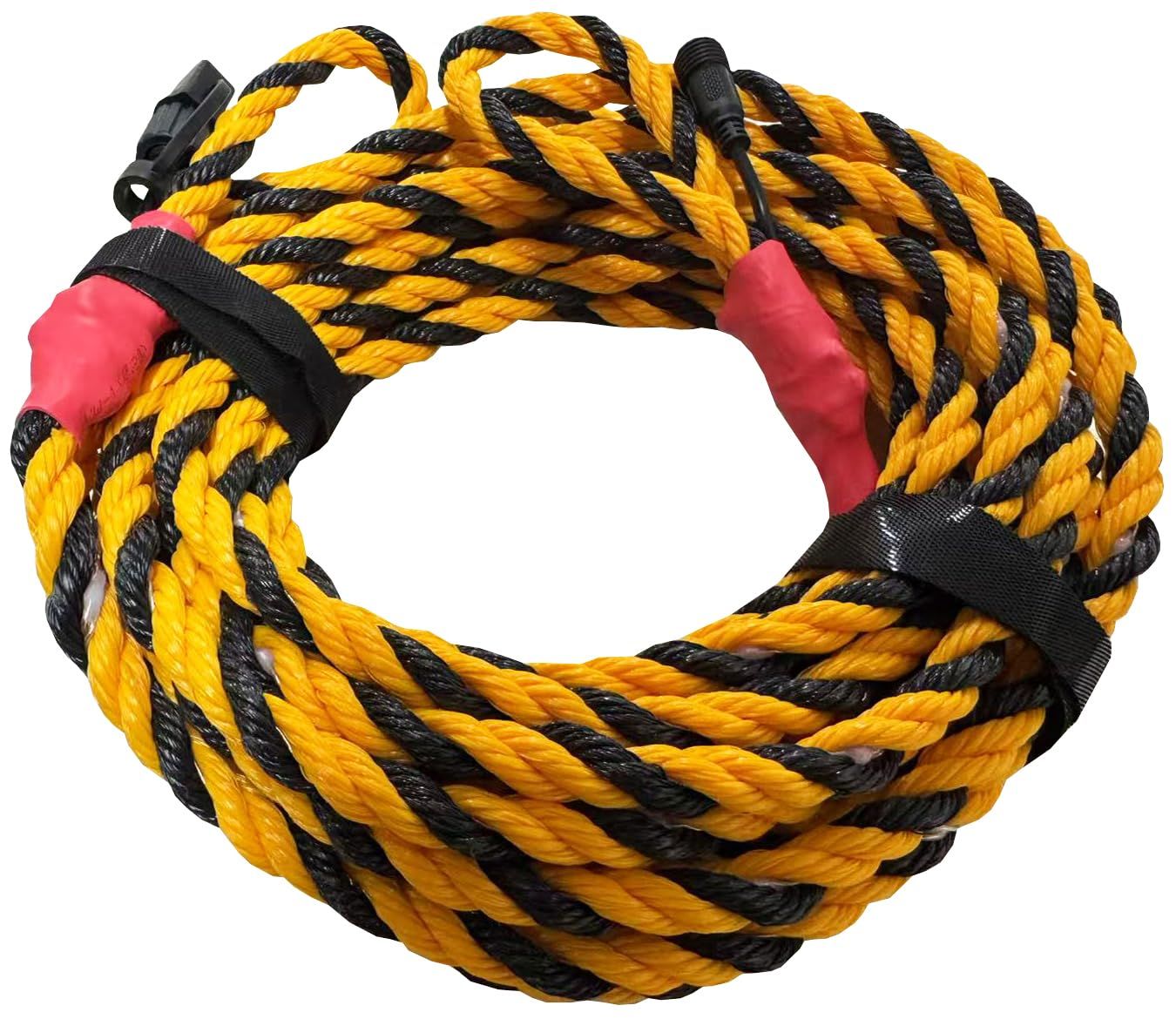 新品 【セット買い】 山善(YAMAZEN) 光る トラロープ 標識ロープ Φ10mm 10m 防塵 防水 複数点灯モード TF-R10 赤 + 専用ACアダプター TF-CTR 工事現場 立入禁止 イベント会場 災害現場