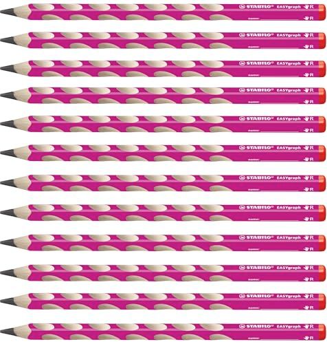 STABILO スタビロ かきかた学習鉛筆 イージーグラフ 2B ピンク 右手用 三角 持ち方 矯正 名前入り 子供 幼児 男の子 女の子 12本 B322-01-2Bｍａ