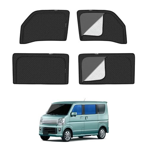 エブリイワゴン DA17V 車種専用設計 メッシュカーテン 2in1 サンシェード 断熱 日除け 換気スズキ Every Wagon DA17V 全車窓 カーテン 虫避け プライバシー保護 カーシェード マグネット サイド用 通風 UVカット バックドア用ts