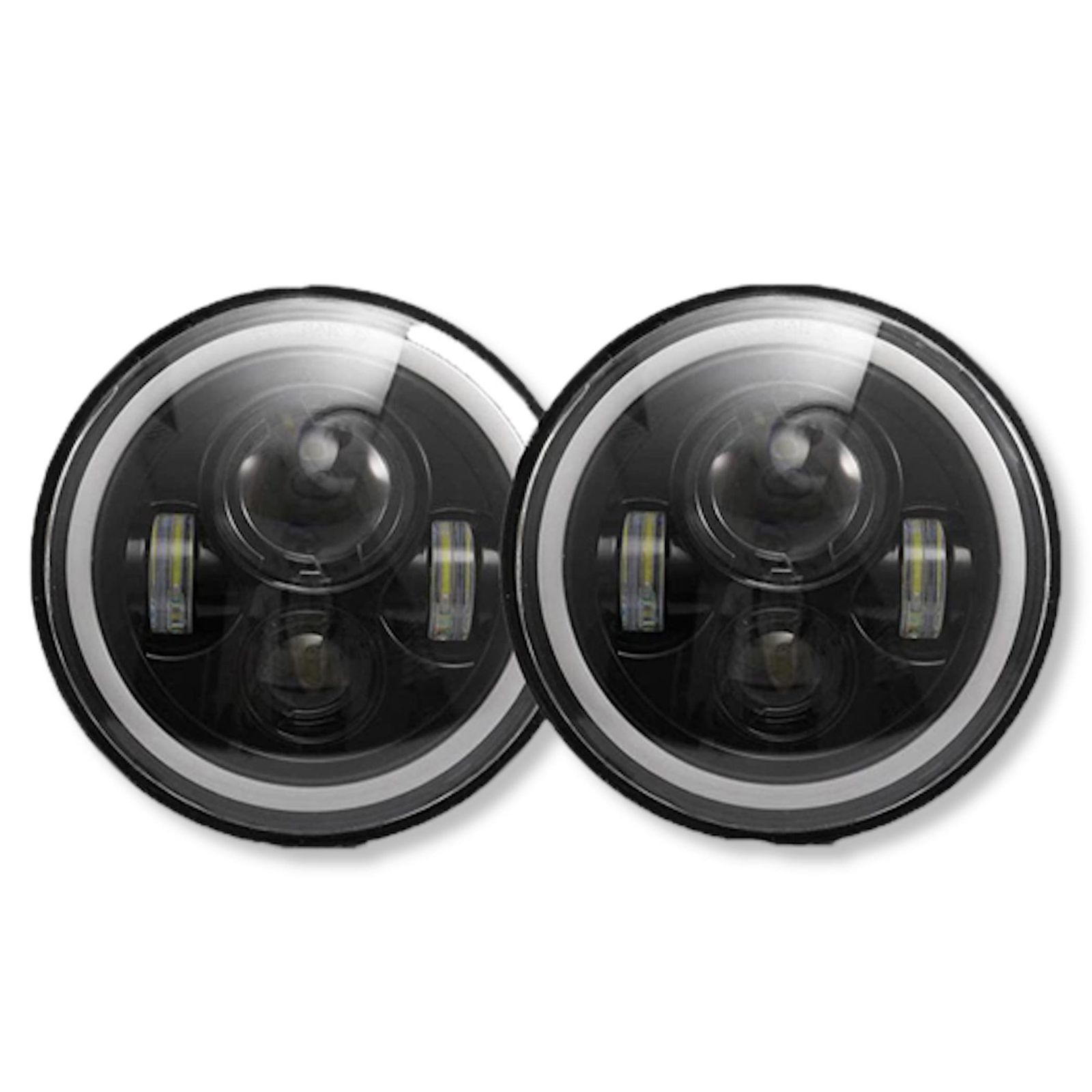 Lezalic 7インチ ヘッドライト led 左右 2個 イカリング デイライトリングライト プロジェクター ウインカー ジムニー ランクル ラングラー ハイビーム ロービーム [ブラック]