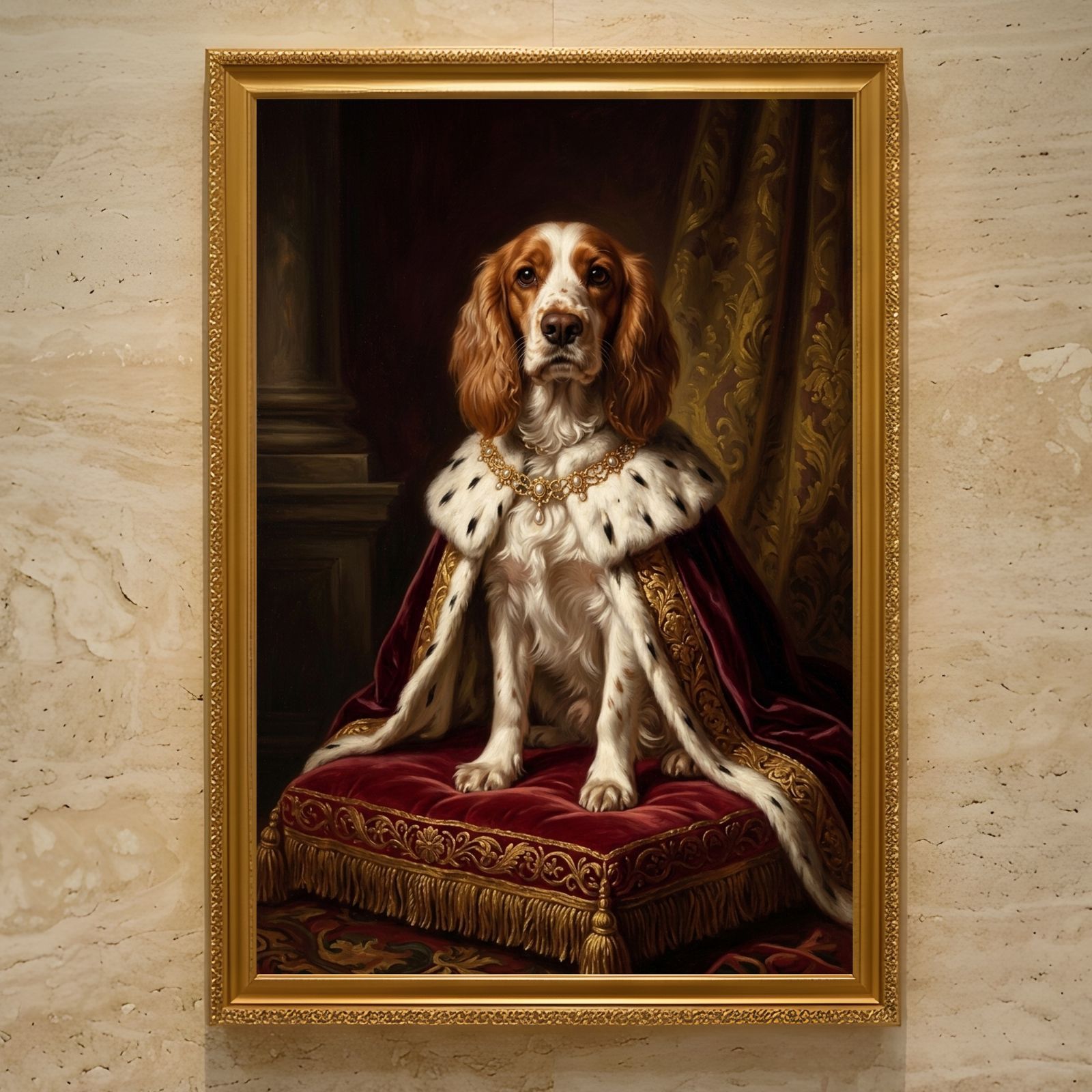 犬（コッカースパニエル）のルネサンス風肖像画 A3額装インテリア壁掛け
