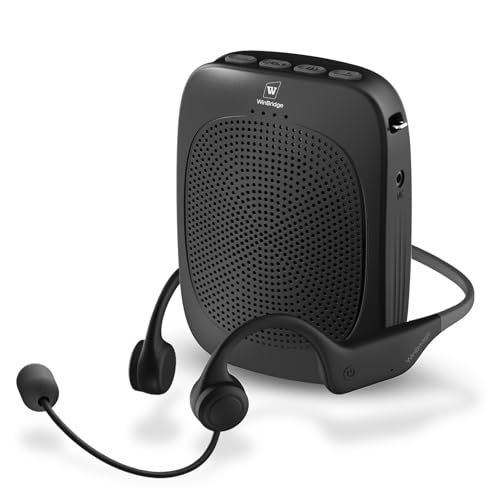 W WINBRIDGE 15W スピーカー ハンズフリー拡声器 耳掛け式マイク 音楽再生 小型スピーカー ポータブル拡声器 教室 講義 運動会 指導 会議 観光ガイドなどに最適 C007★m a90da5aa