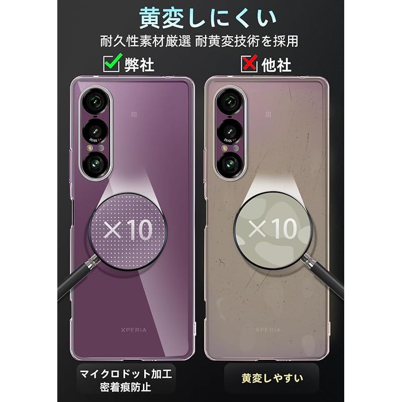 ZXZone Xperia 1 VII ケース レンズ保護 透明 耐衝撃 衝撃吸収 防指紋