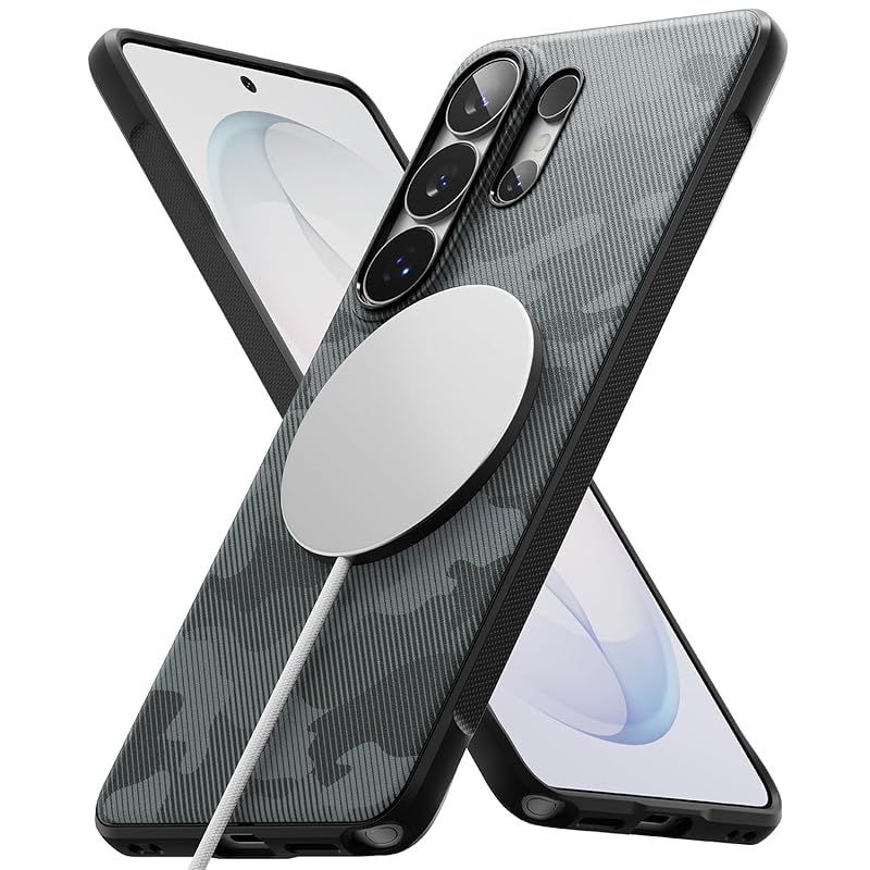 【新品】 【Ringke】Galaxy S26 Ultra 対応 ケース TPU+マグネット MagSafe対応 ワイヤレス充電 滑り止め 耐衝撃 衝撃吸収 傷防止 軽量 柔軟 ストラップホールあり ギャラクシーS26ウルトラ用 (オニキスマグネット) (カモ