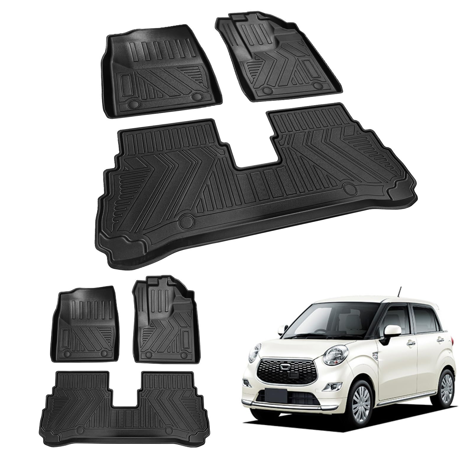 新品 適合対応ダイハツ キャスト専用 フロアマット 2015年9月-2023年6月 ダイハツ キャスト CAST LA250S LA260S 3D車用マット 防水 耐摩擦 耐汚れ 全天候対応 ブラック（1+2列目）