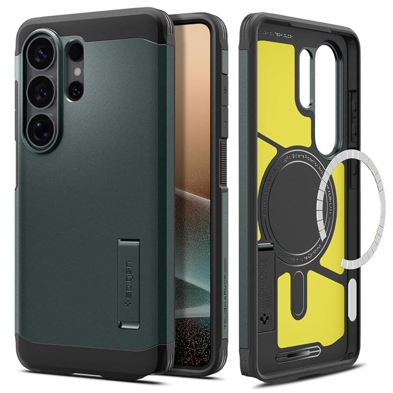 【新品】 Spigen 【創業19年の技術力】 Galaxy S26 Ultra ケース MagSafe対応 米軍MIL規格 耐衝撃 タフ・アーマー・マグフィット (アビス・グリーン) ACS11035