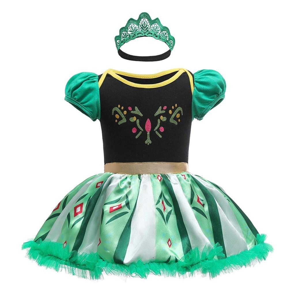 新品 [Dressy Daisy] 赤ちゃん 女の子 ロンパース アナ コスチューム ベビー 仮装 プリンセス 冬のプリンセス ドレス ハロウィン 衣装 ヘアバンド 付き サイズ 0～3ヶ月 50