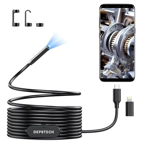 【360万画素＆2K最新型】 ファイバースコープ DEPSTECH 2560P 7mm極細スコープ 防水内視鏡カメラ USB Type-C lightning接続 マイクロスコープ Android iPhone 対応 専用アプリ付 高輝度LE fa259f3f