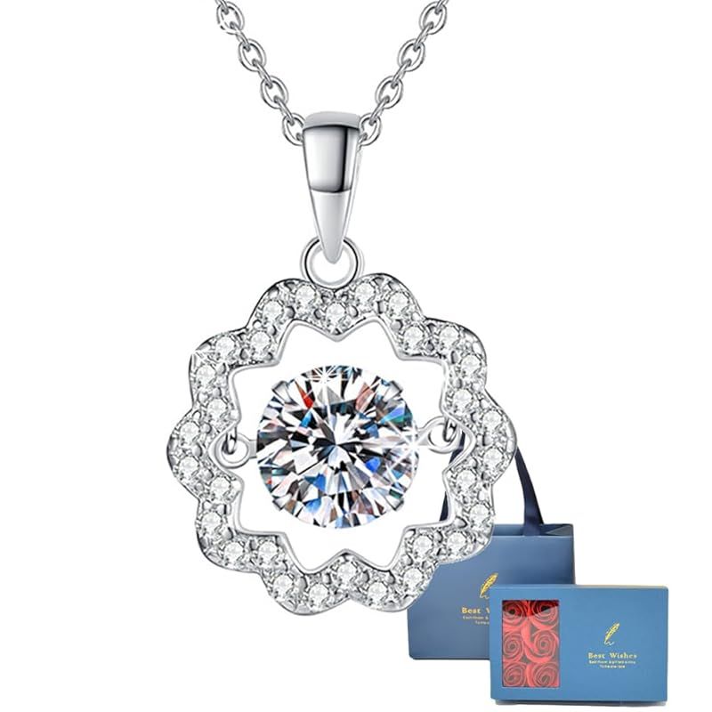 [Angel's Closet] レディース ネックレス 揺れる 【 1カラット ダイヤモンド より輝く ジュエリー 1.0ct 】 ダンシング モアッサナイト 動く ペンダント シルバー925 5層プラチナコーティング お祝い 誕生日 記念日 プレゼント 母
