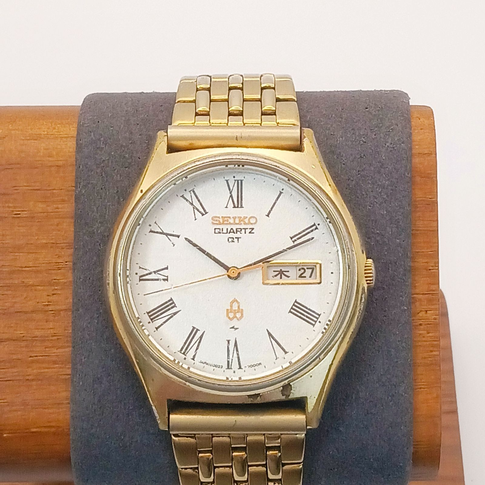【稼働】0528-1 SEIKO セイコー 0823-7000 メンズ腕時計 クオーツ ゴールド文字盤 デイデイト