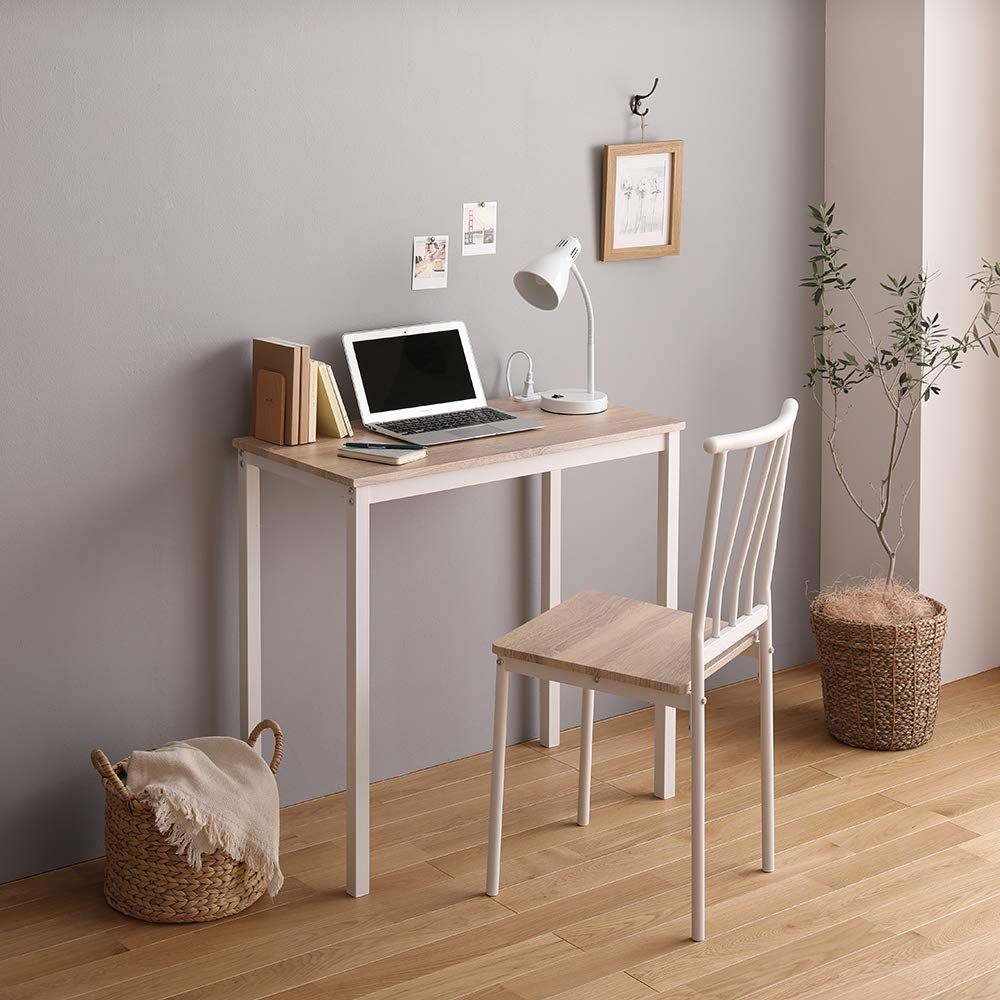 RASIK デスク チェア セット ナチュラル 幅80cm×奥行40cm コンセント付き 木製 コンパクト オフィス PC パソコン リビング 学習 机ｍａ