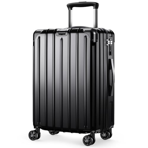 [LuggMate] スーツケース 超軽量 大容量 特殊フレーム採用 キャリーケース 隠しフック機能 耐衝撃 静音ダブルキャスター TSAロック搭載 ファスナータイプ キャリーバッグ 旅行 ビジネス 出張 入院 (ブラック, Mサイズ（4~7泊/65L）)ｍａ