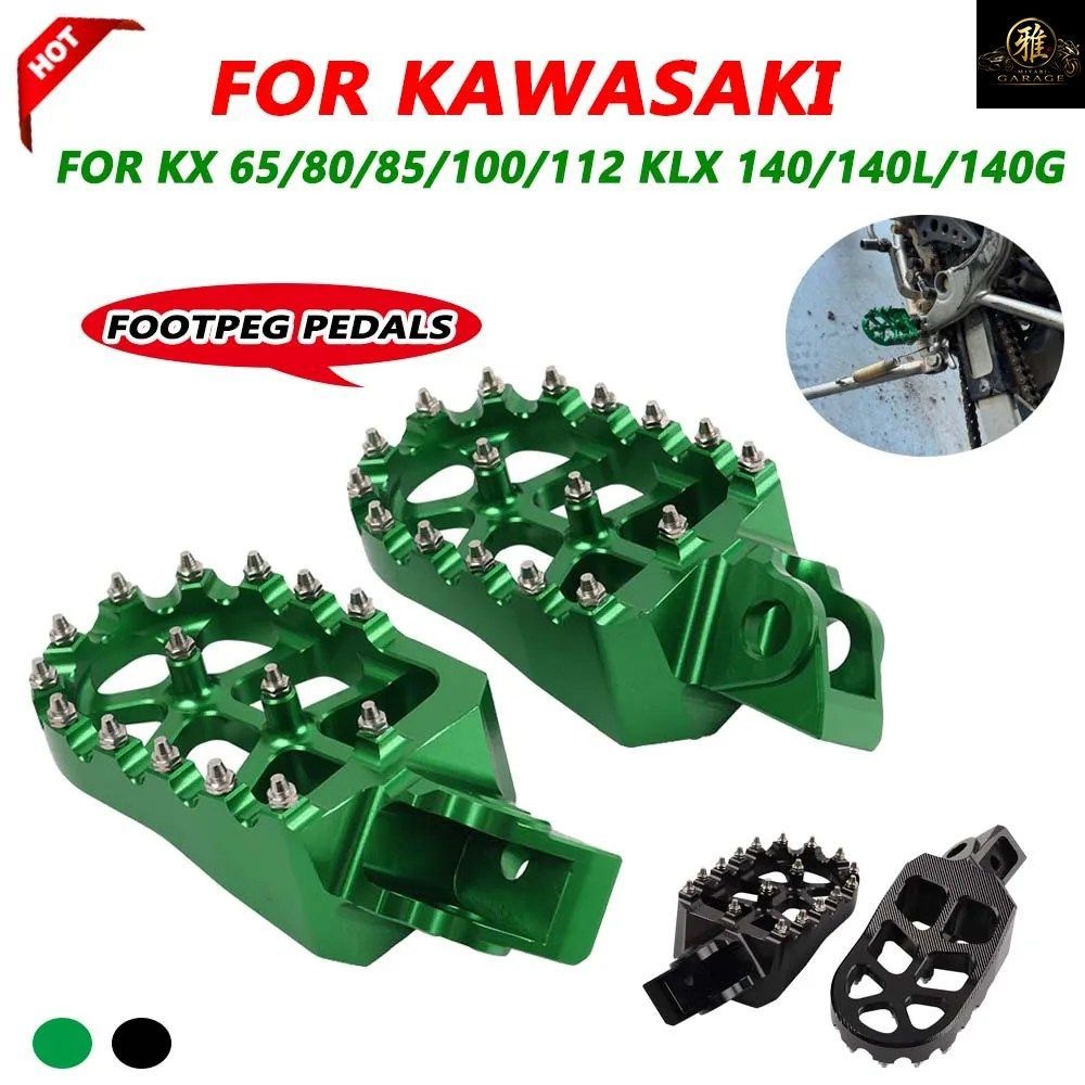 KAWASAKI KX65 KX80 KX85 KX100 KX112 KLX140 KLX140L KLX140G 1998 - 2023 2024 MOTORCYCLE FOOT PEGS FOOTPEG PEDALS FOOTREST