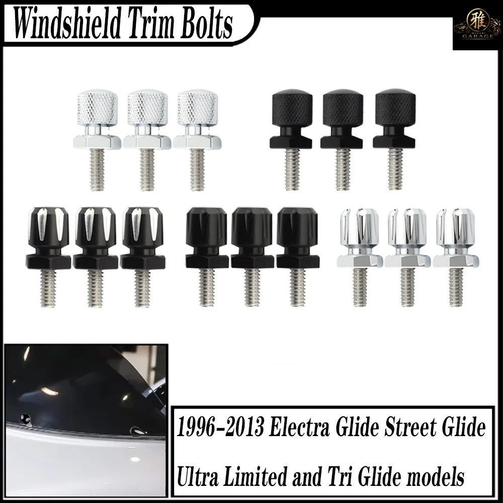 3XMOTORCYCLE WINDSCREEN WINDSHIELD TRIM SCREW BOLTS / HARLEY TOURING ELECTRA STREET GLIDE 96-2013