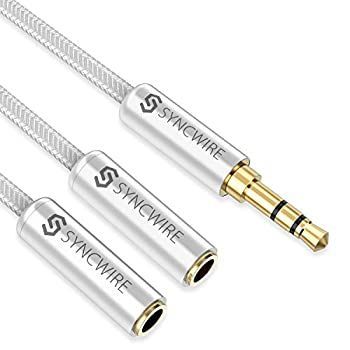 【中古】「非常に良い」2分配ケーブル Syncwire 高音質ステレオミニプラグ オーディオ分配ケーブル 3.5mm ヘッドホン延長ケーブル イヤホン分岐 ステレオミニ端子 - 23C