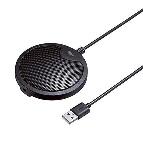 サンワダイレクト 会議マイク 無指向性 USB接続 Zoom/Skype対応 直径5m集音 スピーカー接続可能 ミュート機能 薄型 1個 400-MC011t f8187ddd