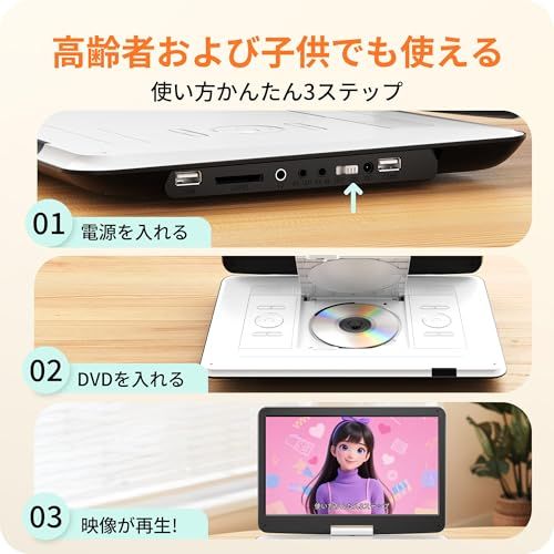 新品】【新機種?15.6インチHD大画面】ポータブルDVDプレーヤー 17.9型