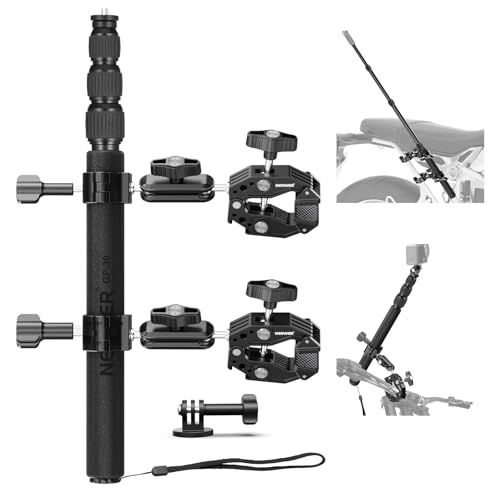 NEEWER バイクカメラマウント バイクマルチバー デュアルボールヘッド/スーパークランプ/アクションカメラアダプター付き 自転車ハンドルバー 隠し自撮り棒 クランプバー コンパチブル GoPro Insta360 DJI AKASO アク 46e0578b