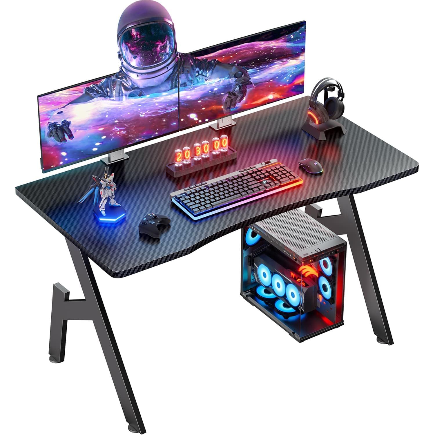 HLDIRECT ゲーミングデスク pcデスク机 「メーカー一年保証」幅80cm*奥行50cm パソコンワークA型脚構造設計 PCデスク ゲーム オフィスデスク 作業机 ホーム/オフィス/ワークステーション用 ヘッド 組立簡単 ブラック (80x50cm)ｍａ