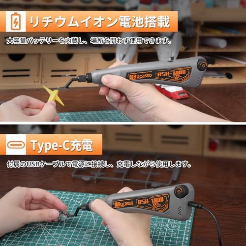 ストロークサンダー バッテリー式 LEDライト搭載 無段階調速 最大8000回/分 プラモデルヤスリセット 先端アーバー6種 ヤスリペーパー 5種計15枚 ヤスリ加工、仕上げ、DIYクラフトに最適 RSH-1000 (グレー)ma ストロークサンダー バッテリー式 LEDライト搭載 無段階調速 最大8000回/分 プラモデルヤスリセット 先端アーバー6種 ヤスリペーパー 5種計15枚 ヤスリ加工、仕上げ、DIYクラフトに最適 RSH-1000 (グレー)ma