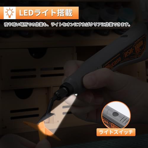 ストロークサンダー バッテリー式 LEDライト搭載 無段階調速 最大8000回/分 プラモデルヤスリセット 先端アーバー6種 ヤスリペーパー 5種計15枚 ヤスリ加工、仕上げ、DIYクラフトに最適 RSH-1000 (グレー)ma ストロークサンダー バッテリー式 LEDライト搭載 無段階調速 最大8000回/分 プラモデルヤスリセット 先端アーバー6種 ヤスリペーパー 5種計15枚 ヤスリ加工、仕上げ、DIYクラフトに最適 RSH-1000 (グレー)ma