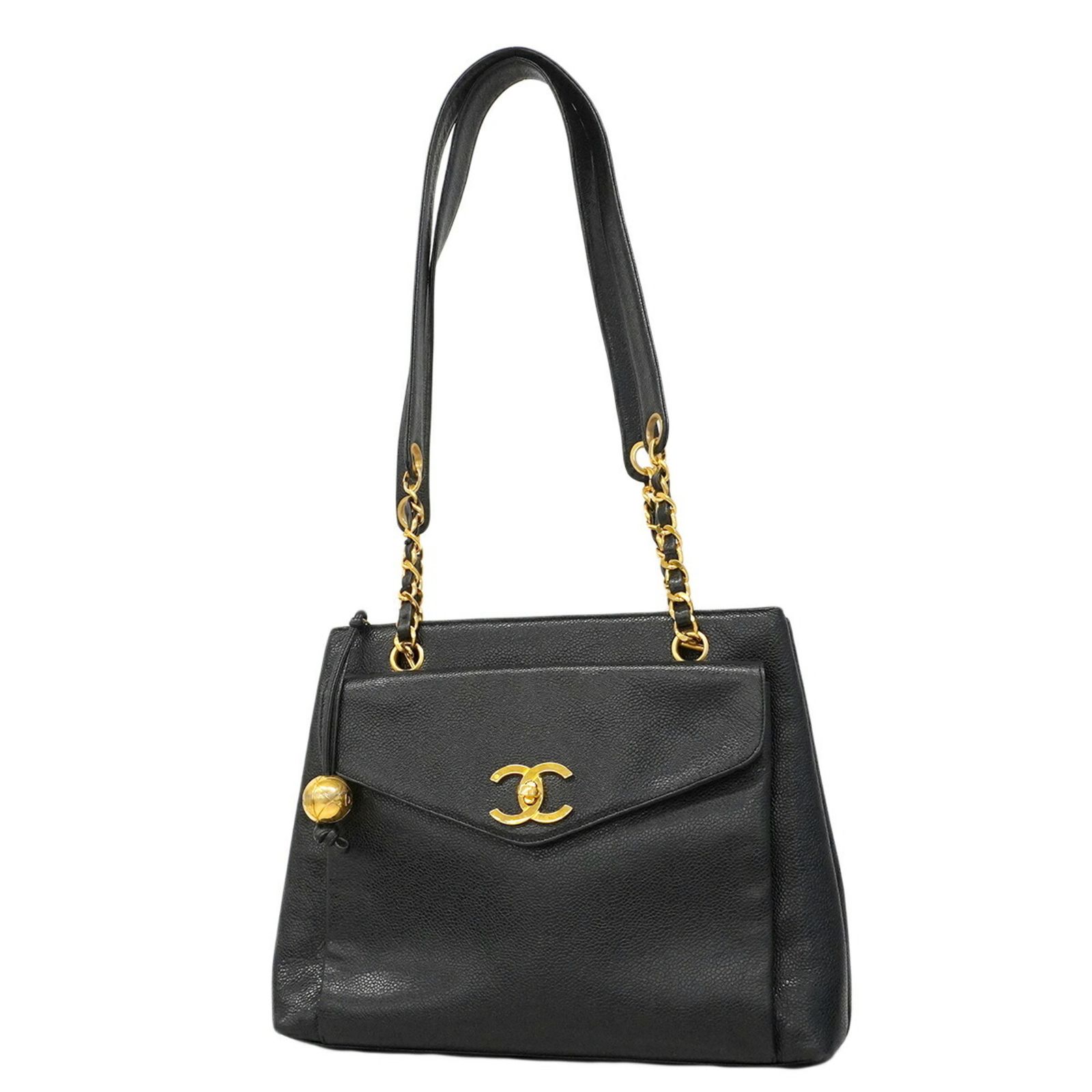 シャネル(Chanel) シャネル トートバッグ・チェーントート キャビアスキン ブラック レディース