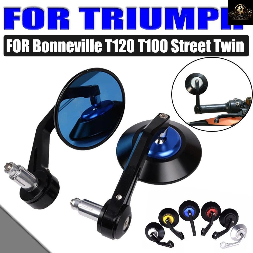 TRIUMPH BONNEVILLE T100 T120 SPEED TWIN 1200 MOTORCYCLE RETRO REAR VIEW MIRROR SIDE MIRROR HANDLEBAR BAR END