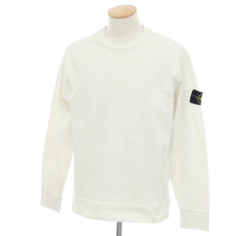 【中古】ストーンアイランド STONE ISLAND コットン ヘビーオンス クルーネック 長袖カットソー ホワイト【サイズS】【メンズ】