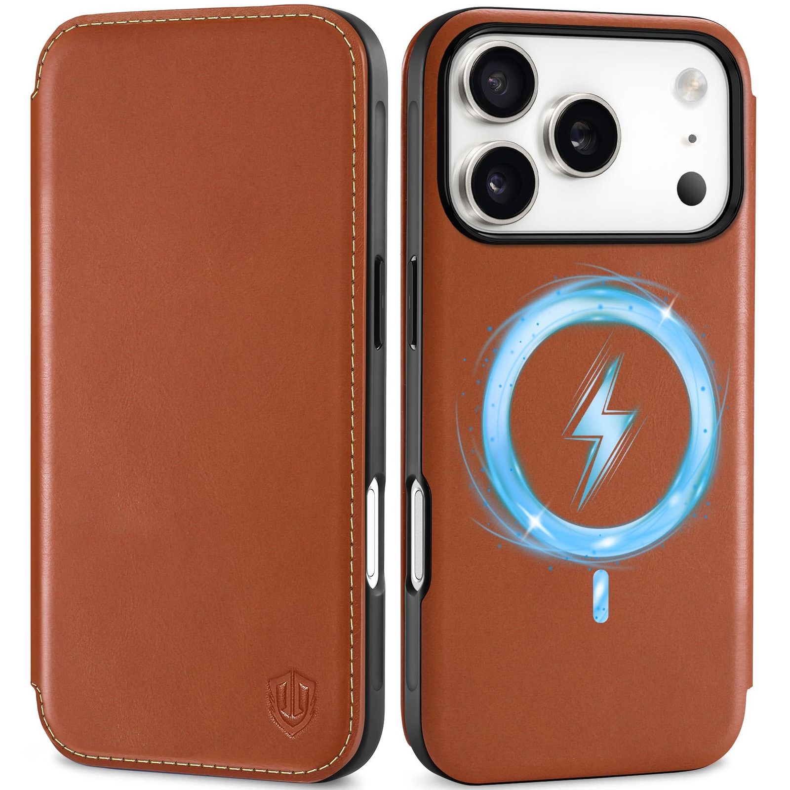 新品 SHIELDON iPhone17Pro 対応 手帳型ケース 本革レザー 6.3インチ 5G 薄型 ワイヤレス充電 磁気充電可 カード収納 [RFIDブロッキング] マグネット内蔵 ストラップ穴付き 衝撃吸収 アイホン 17プロ対応 スマホケース 202
