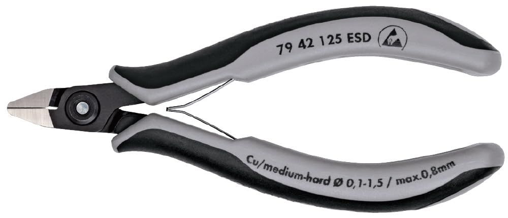 新品 KNIPEX クニペックス ESDエレクトロニクス スーパーニッパー 全長125mm 先細ヘッド 静電防止ハンドル 7942-125ESD