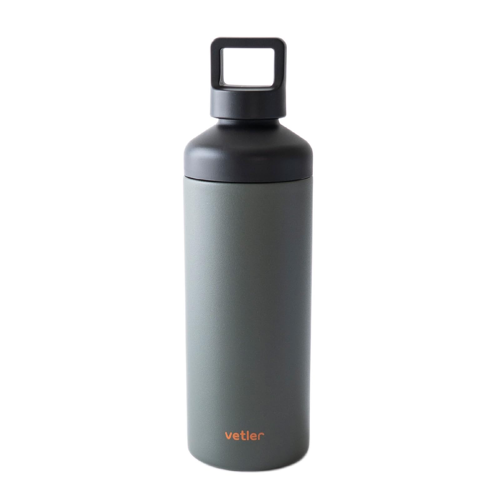 新品 VETLER サーモボトル 500ml [2WAY 細口・広口] ステンレス製 真空断熱 魔法瓶 水筒 保温 保冷 直飲み 洗いやすい 持ち運びやすい ハンドル付 パウダーコーティング (チャコール（ベーシック）)