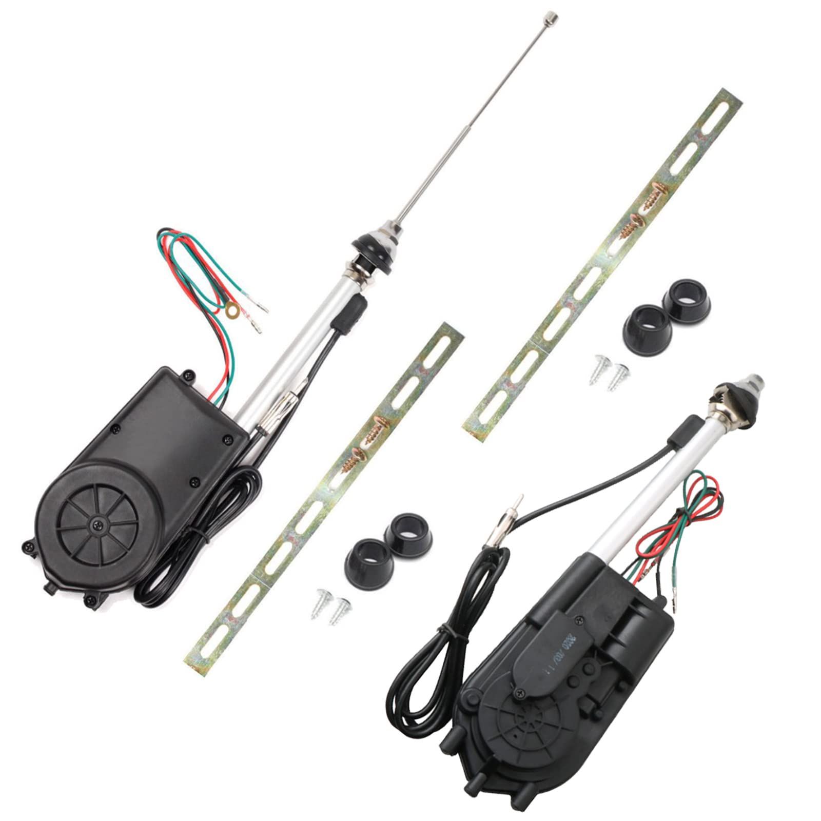 Meliore 汎用 カー ラジオ FM AM 電動 自動 アンテナ 交換 キット セット 12V カスタム カスタマイズ パーツ オート 旧車 外車 国産車 車 カー用品 車用 防水 社外品 2個 付属 [2個セット]