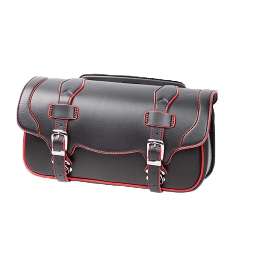 新品 デグナー (DEGNER) シンセティックレザーサドルバッグ オートバイ用 SYNTHETIC LEATHER SADDLEBAG ブラック-レッド DSB-8