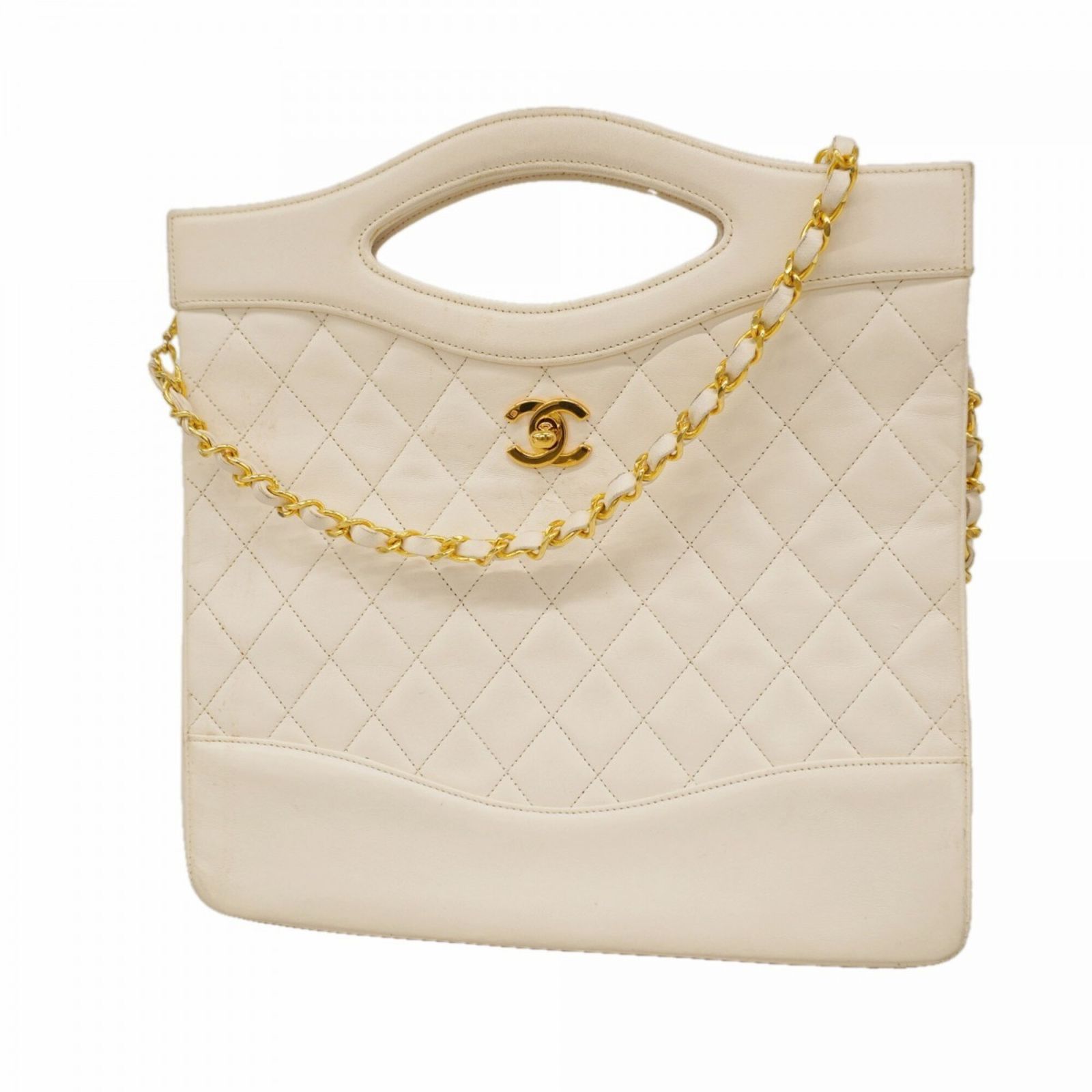 シャネル(Chanel) シャネル ハンドバッグ マトラッセ チェーンショルダー ラムスキン ホワイト 2wayバッグレディース