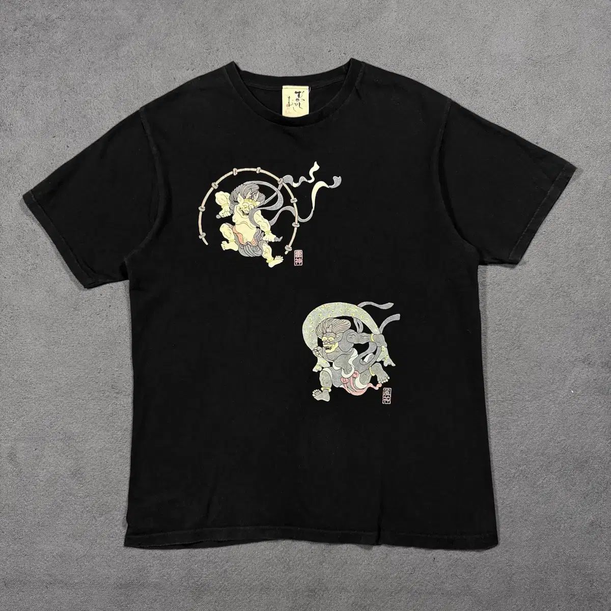Japanese vintage 風神雷神 鬼 ブラック 半袖