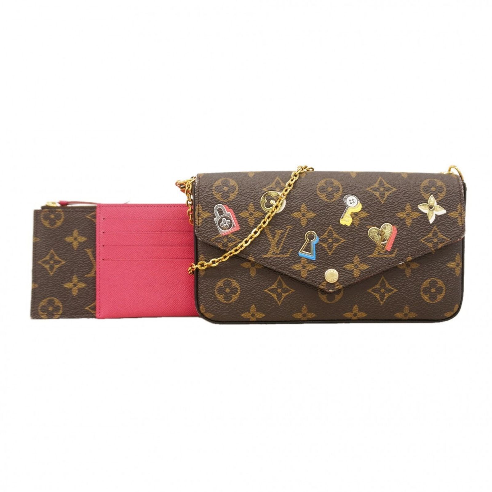 ルイ・ヴィトン(Louis Vuitton) ルイ・ヴィトン 財布・ショルダーウォレット モノグラム ラブロック ポシェットフェリシー M63999 ブラウンレディース