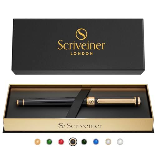Scriveiner スクリブナー ボールペン ローラーボール ブラックラッカー 本物の金メッキ 高級 ブランド シュミット替芯 ビジネス 就職祝い 昇進祝い 誕生日 ギフト プレゼント 男性 女性ｍａ