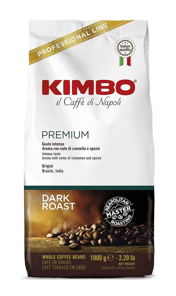 KIMBO（キンボ）エスプレッソ プレミアム 1kg｜コーヒー豆 イタリアンロースト アラビカ50％ ロブスタ50％ 深煎り