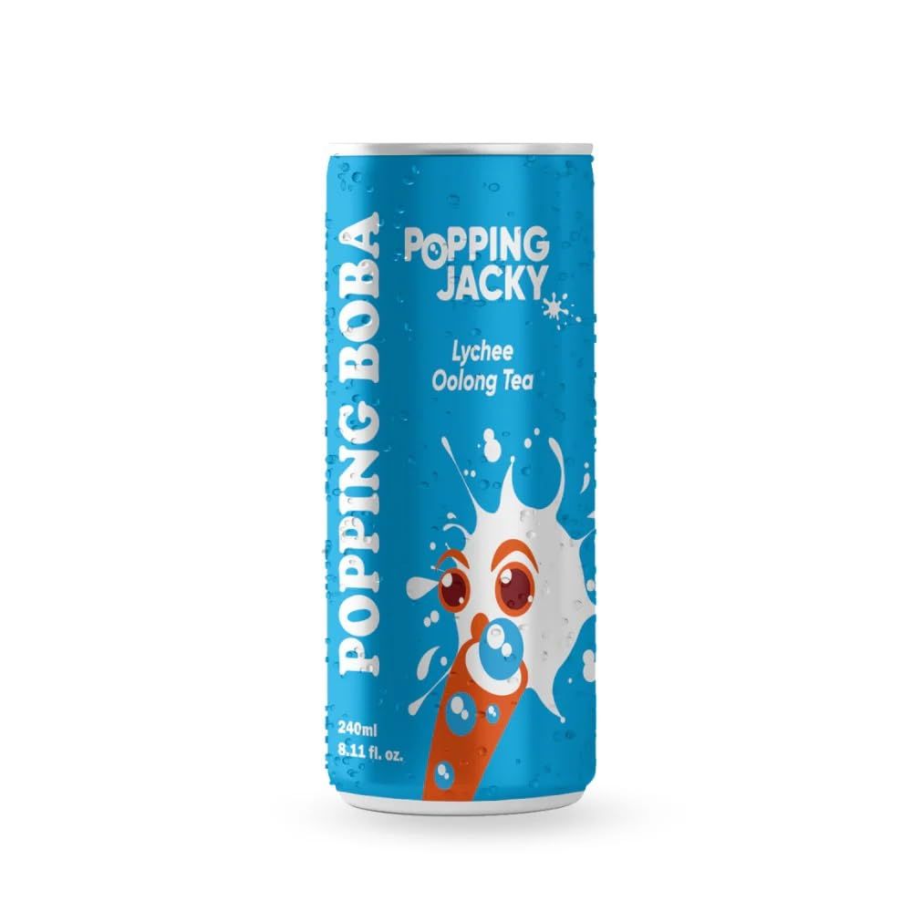 Popping Jacky ポッピングボバ ドリンク ライチ烏龍茶 240ml×24本|台湾発 ぷちぷち食感 フルーツティー ヴィーガン対応 SNS話題