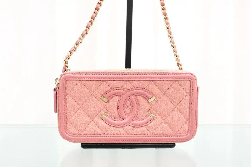 シャネル コスメティック woc ダブルジッパー ピンク クロスバック