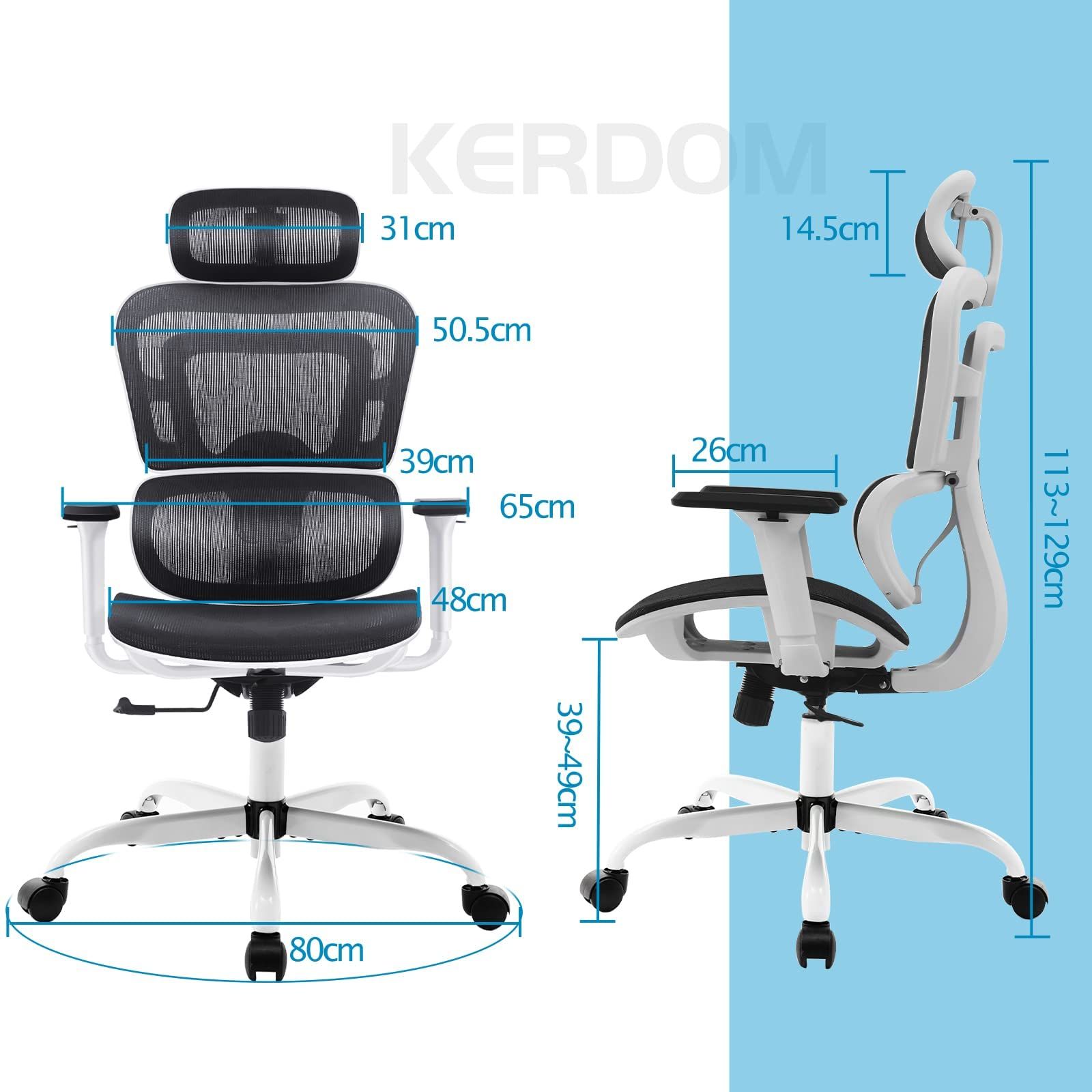 KERDOM ワークチェア 全面メッシュチェア オフィスチェア 