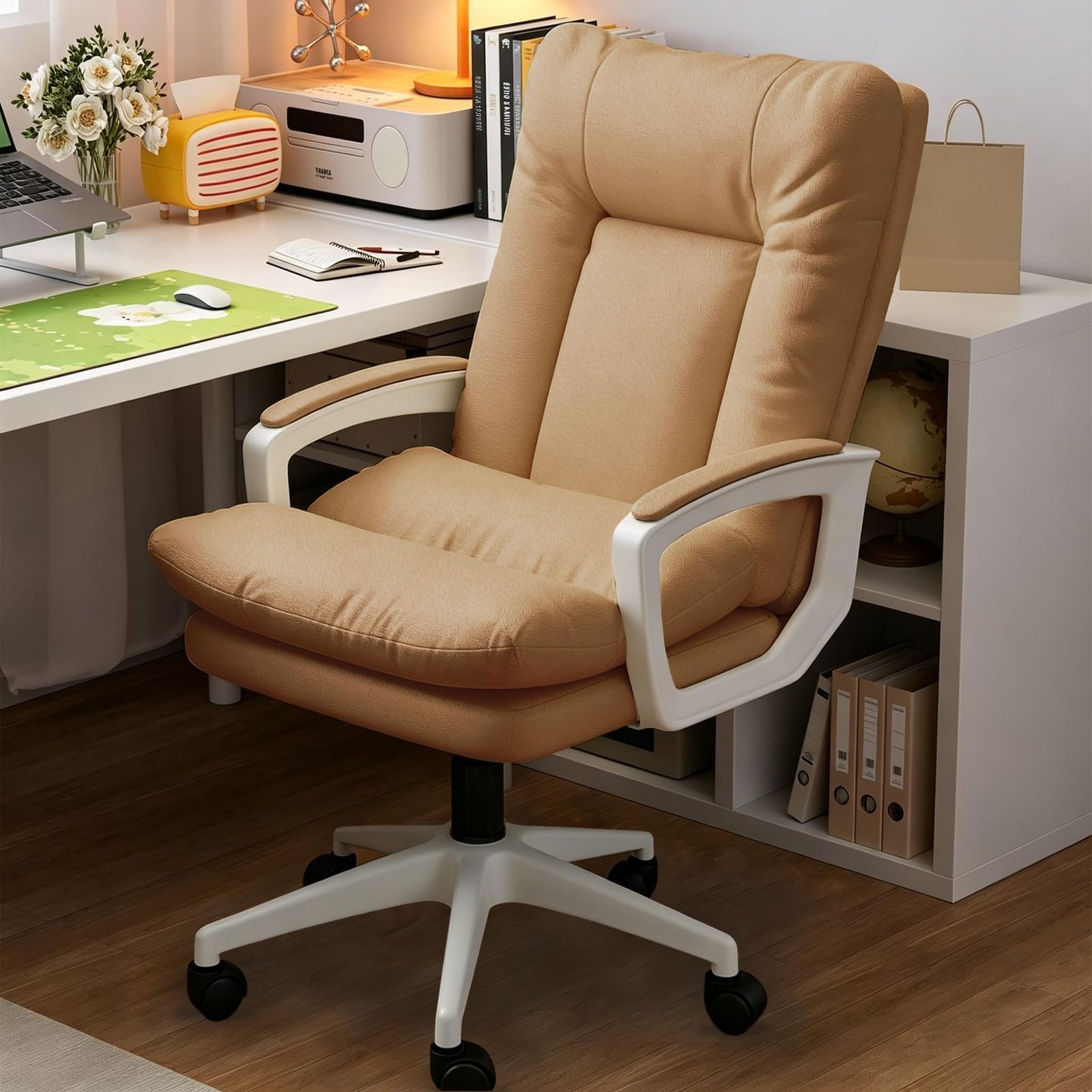 BURAYIENTA デスクチェア 在宅ワーク オフィスチェア chair パソコンチェア 背もたれ椅子 おしゃれ ワークチェア 人間工学 キャスター付き椅子 360°自由回転 昇降機能付き