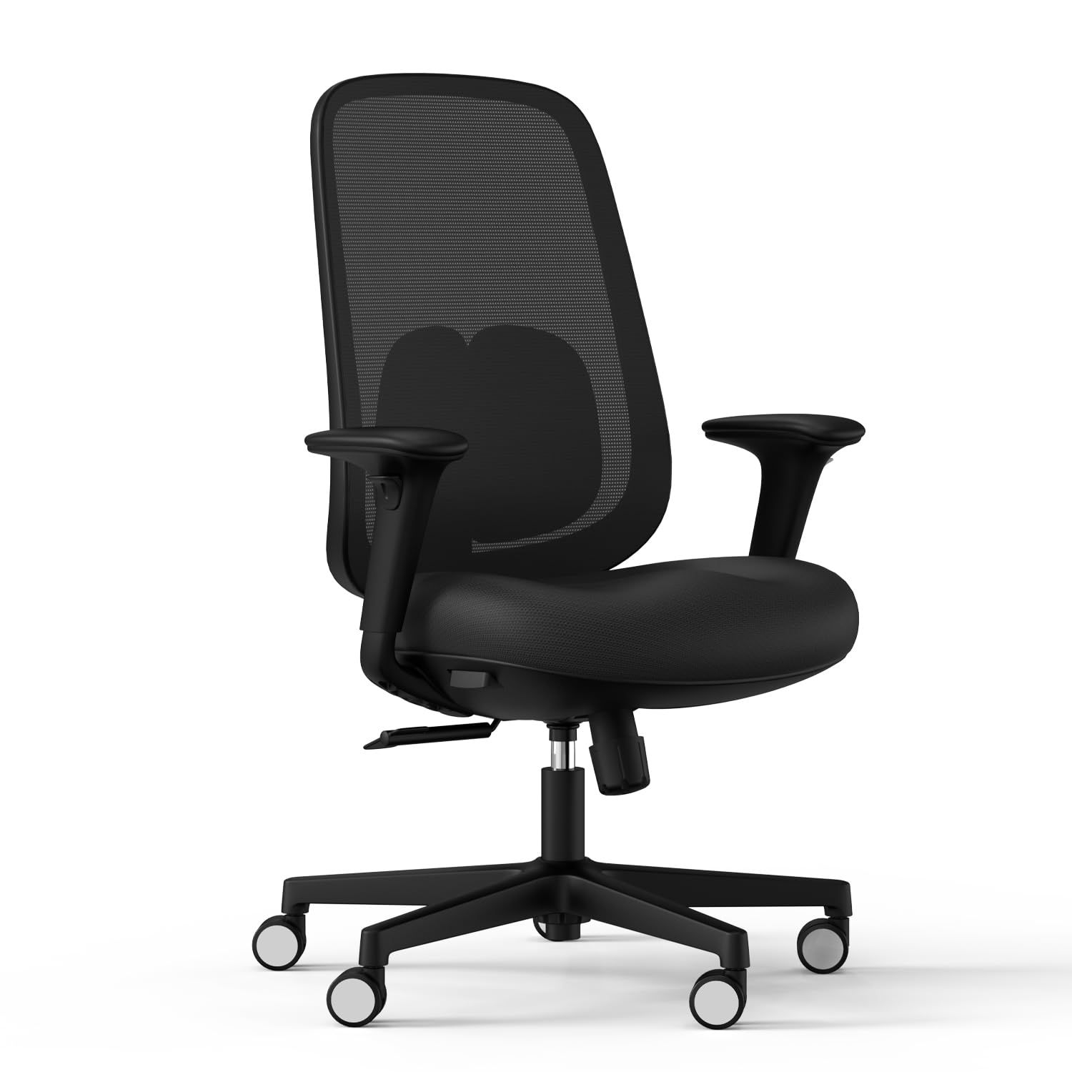 HANCHENオフィスチェア 人間工学 S 型カーブ デスクチェア 通気性メッシュ 昇降式アームレスト ランバーサポート ロッキング テレワーク オフィス事務作業 学生用(ブラック 昇降アームレスト)