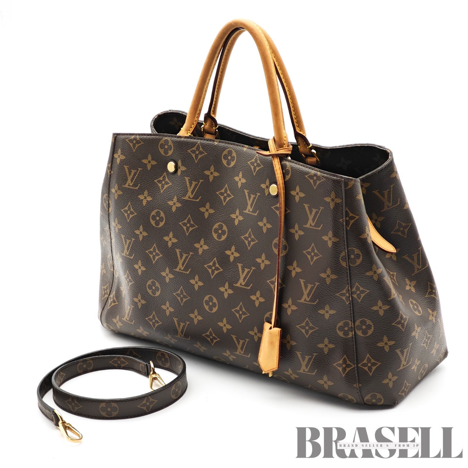 LOUIS VUITTON モンテーニュGM M41067 バッグ 2way ハンドバッグ ショルダーバッグ ブラウン レディース 鍵 ショルダーストラップ