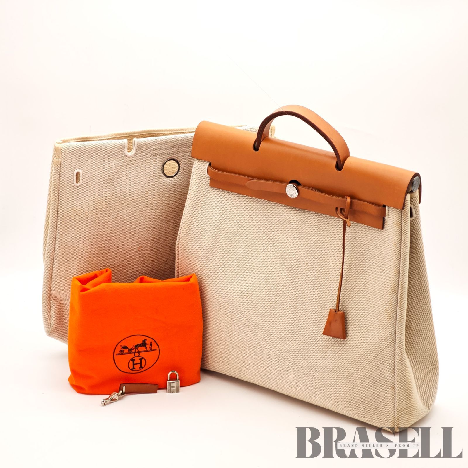 HERMES エルメス エールバッグ バッグ ハンドバッグ ホワイト レディース 鍵 保存袋 カデナ 南京錠