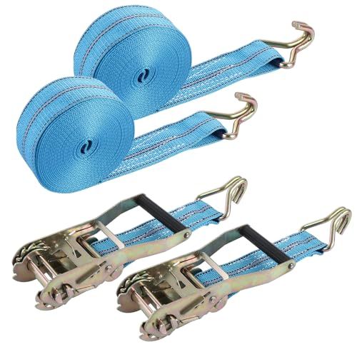 2本セット ラッシングベルト 荷締めベルト ラチェット式ベルト 長さ6m 幅50mm ブルー ラッシングベルト(沖縄・離島の方不可)