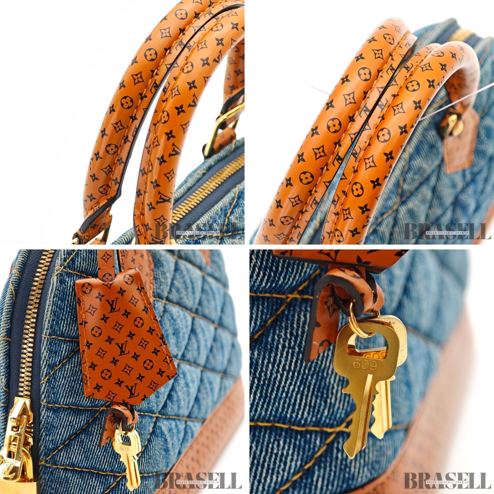 LOUIS VUITTON アルマBB デニム M55048 バッグ ハンドバッグ ブルー レディース ショルダーストラップ パドロック 鍵