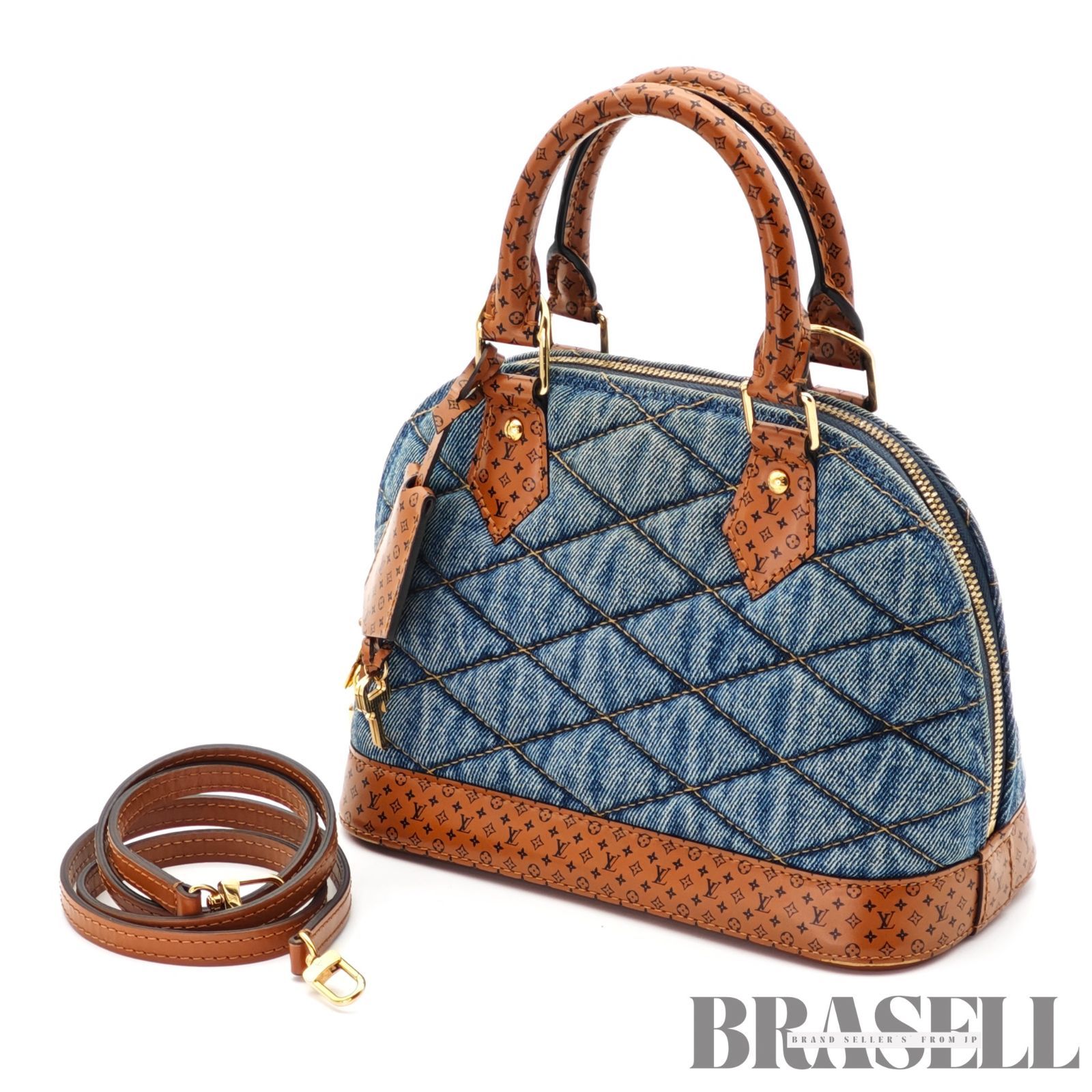 LOUIS VUITTON アルマBB デニム M55048 バッグ ハンドバッグ ブルー レディース ショルダーストラップ パドロック 鍵